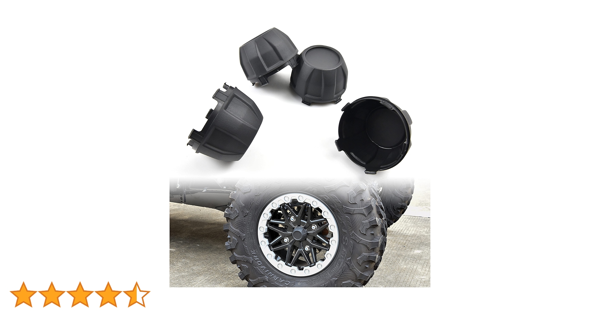 SAUTVS Tire Wheel Hub Caps for Kawasaki Teryx, Black Dust Center